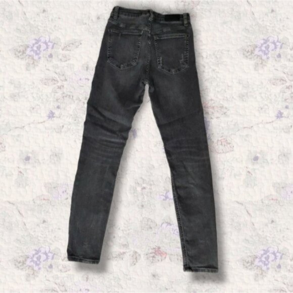 Zara Trafaluc Vintage Retro High Rise Charcoal Wash Distressed Skinny Jeans - Picture 10 of 10
